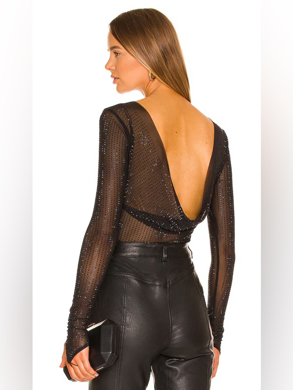 OW Collection Mesha Blouse in Black Glitter Size XS - Picture 2 of 10